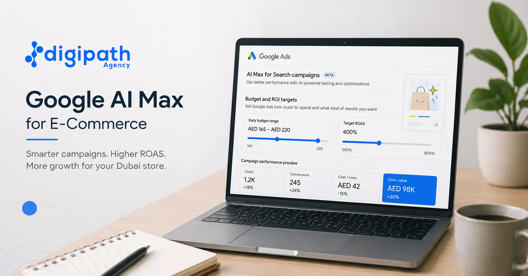 Discover how Google AI Max helps Dubai e-commerce stores automate Search campaigns, test budgets, ads and landing pages, and improve PPC performance.