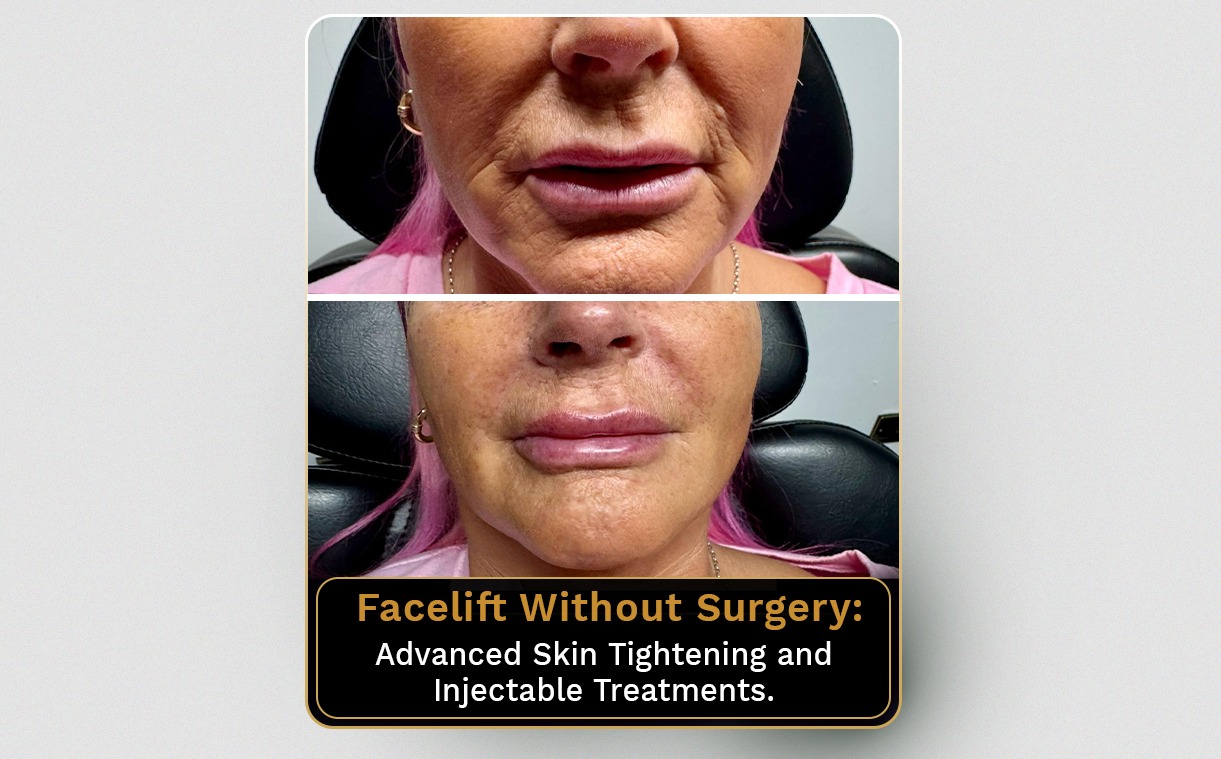 Non-surgical facelift before and after creative for a clinic campaign