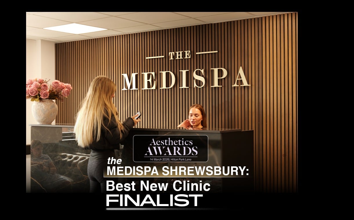 Aesthetics Awards Best New Clinic finalist announcement graphic for The Medispa Shrewsbury