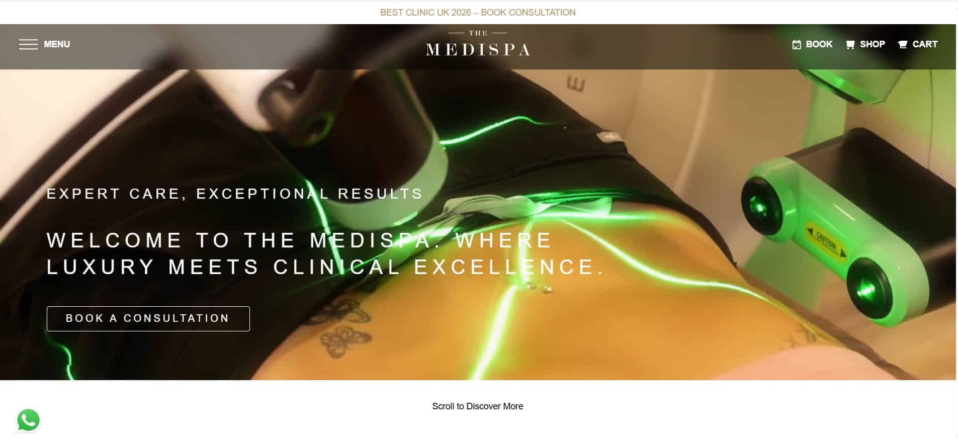 themedispa.co.uk homepage, a UK aesthetic clinic website built by Digipath